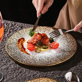 Simple Golden Matte Steak Ceramic Plate | Yedwo Design